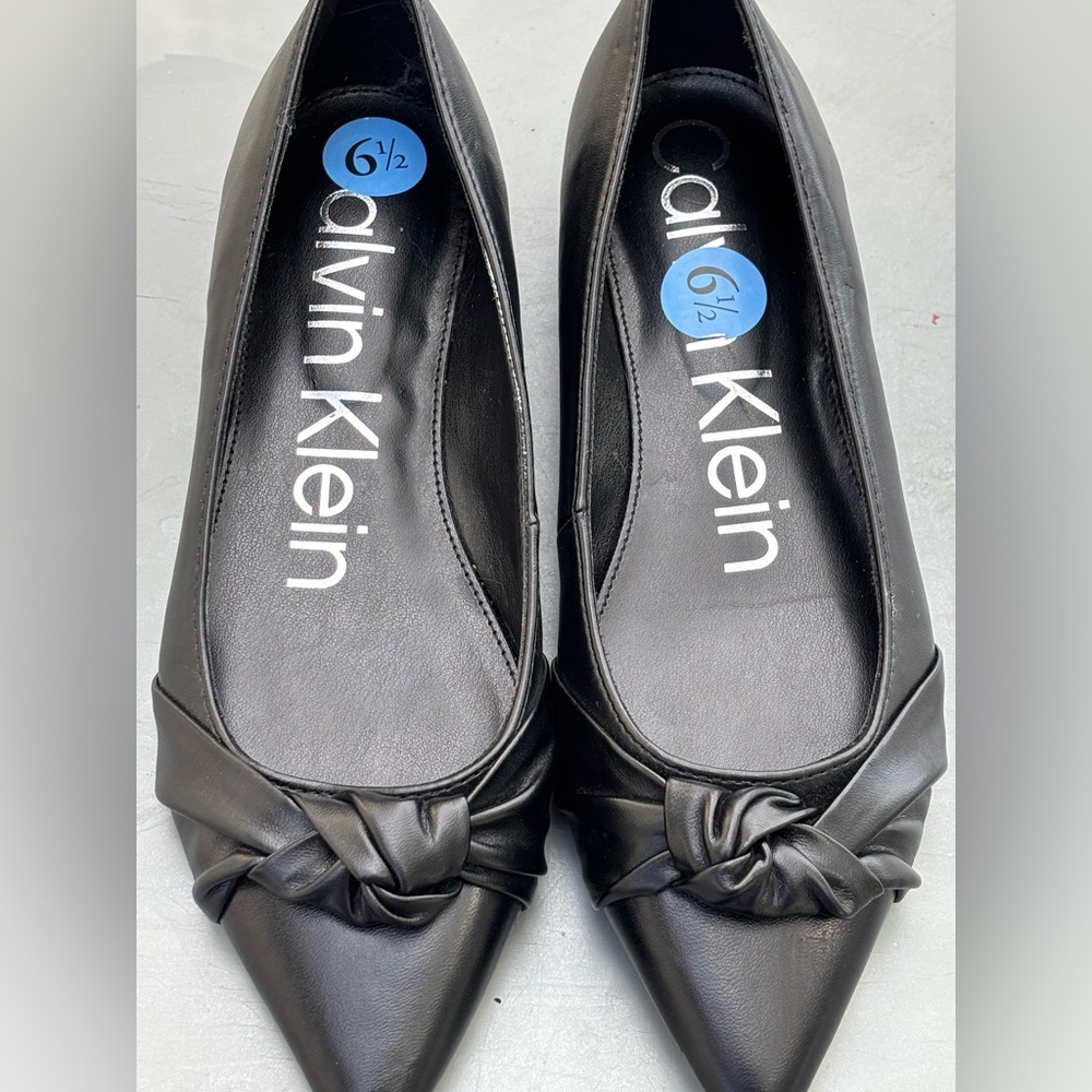 Calvin Klein Black Flats with Knotted Detail